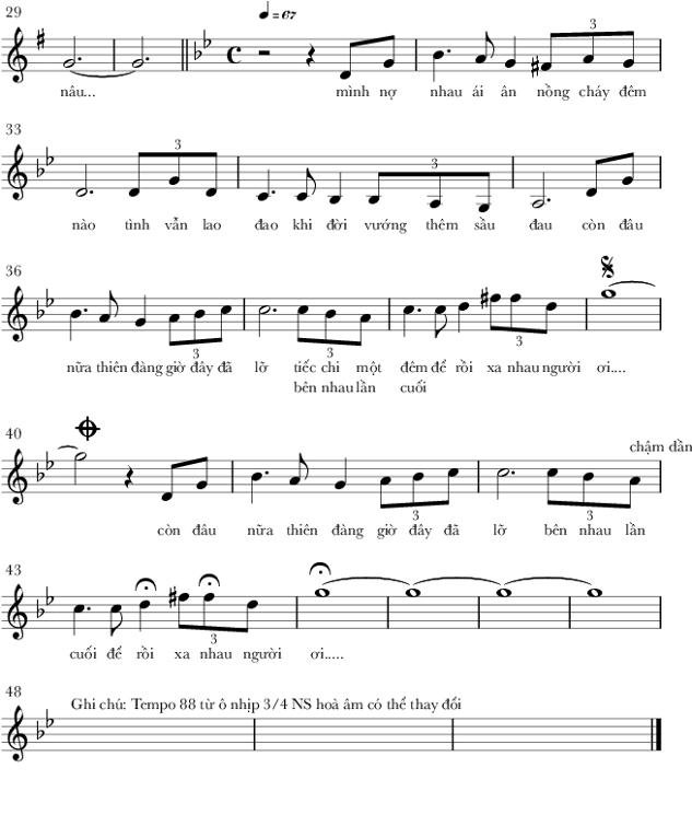 Sheet nhạc Thiên Đàng Lỡ 2